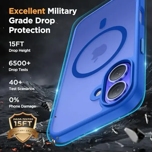 Miracase Magnetic Series for iPhone 16 Case [Compatible with MagSafe] [with 2X Screen Protectors] Military-Grade Protection, Anti-Fingerprint, Slim Phone Case for iPhone 16 6.1 inch - Blue 