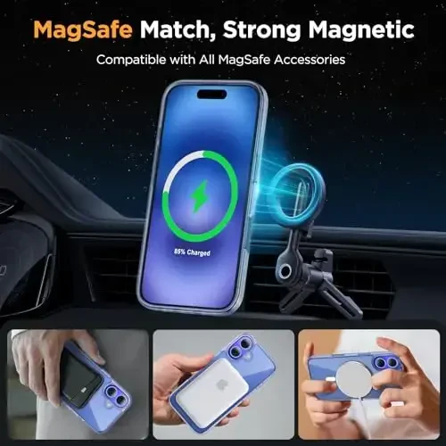 Miracase Magnetic Series for iPhone 16 Case [Compatible with MagSafe] [with 2X Screen Protectors] Military-Grade Protection, Anti-Fingerprint, Slim Phone Case for iPhone 16 6.1 inch - Crystal Clear - 3