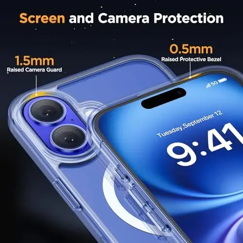 Miracase Magnetic Series for iPhone 16 Case [Compatible with MagSafe] [with 2X Screen Protectors] Military-Grade Protection, Anti-Fingerprint, Slim Phone Case for iPhone 16 6.1 inch - Crystal Clear - 3