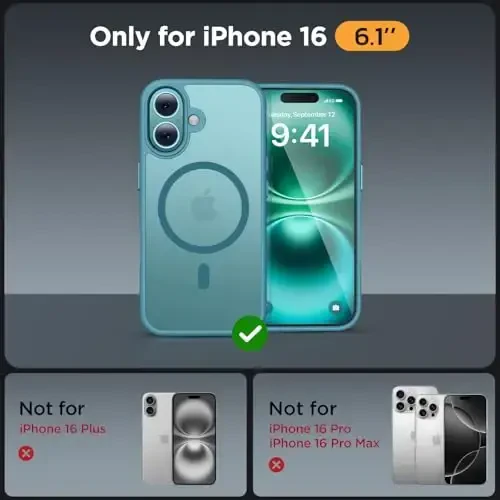 Miracase Magnetic Series for iPhone 16 Case [MagSafe bilan mos] [2X ekran himoyachilari bilan] Harbiy darajadagi himoya, iPhone 16 6.1 dyuym uchun ingichka telefon qutilari - Yashil - MIRACASE (1)