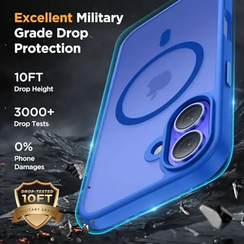 Miracase Magnetic Series for iPhone 16 Plus Case [MagSafe bilan mos] [2X ekran himoyachilari bilan] Harbiy darajadagi himoya, barmoq izlariga qarshi, iPhone 16 Plus 6.7 dyuym uchun ingichka telefon qutisi - Moviy - 5