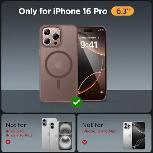 Miracase Magnetic Series for iPhone 16 Pro Case [Compatible with MagSafe] [with 2X Screen Protectors] Military-Grade Protection, Anti-Fingerprint, Slim Phone Case for 16 Pro 6.3 inch - Champagne - 2