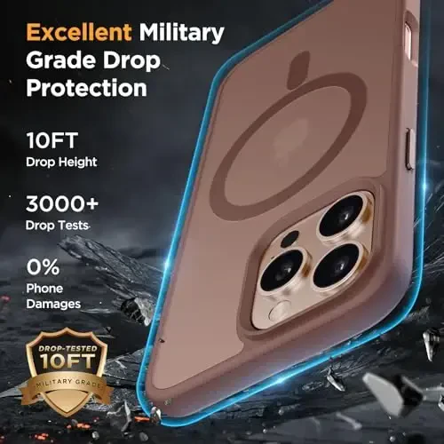 Miracase Magnetic Series for iPhone 16 Pro Case [MagSafe bilan mos] [2X ekran himoyachilari bilan] Harbiy darajadagi himoya, barmoq izlariga qarshi, 16 Pro 6.3 dyuym uchun ingichka telefon qutisi - Champagne - 5