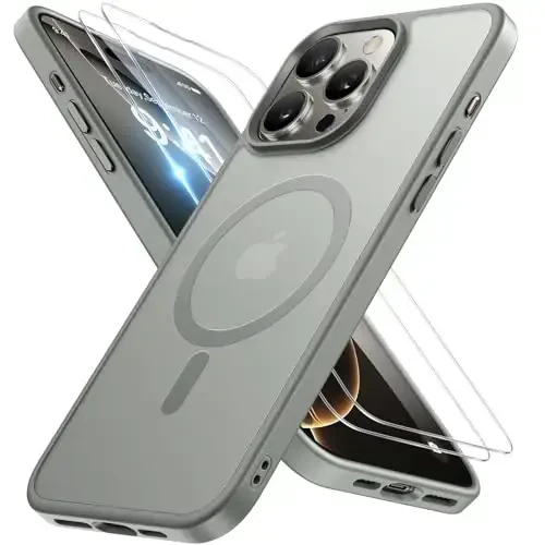 Miracase Magnetic Series for iPhone 16 Pro Case [MagSafe bilan mos] [2X ekran himoyachilari bilan] Harbiy darajadagi himoya, barmoq izlariga qarshi, 16 Pro 6.3 dyuym uchun nozik telefon qutisi - Kulrang - 1