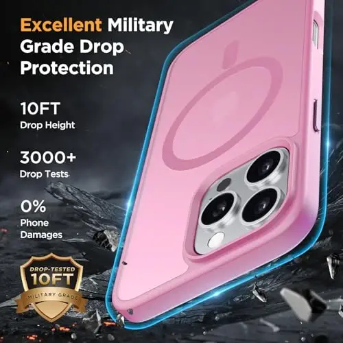 Miracase Magnetic Series for iPhone 16 Pro Max Case [Compatible with MagSafe] [with 2X Screen Protector] Military-Grade Protection, Slim Phone Case for 16 Pro Max 6.9 inch - Mes Pink - 5