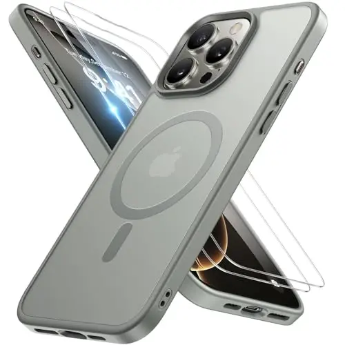 Miracase Magnetic Series for iPhone 16 Pro Max Case [MagSafe bilan mos] [2X ekran himoyachilari bilan] Harbiy darajadagi himoya, barmoq izlariga qarshi, 16 Pro Max 6.9 dyuym uchun ingichka telefon qutisi - Kulrang 