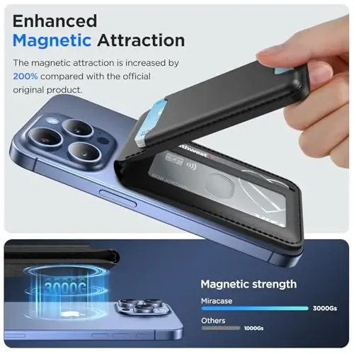 Miracase Magnetic uchun iPhone 17 Pro g‘ilof, MagSafe bilan mos keladi, o‘rnatilgan silikon kamera boshqaruv qopqog‘i, 17 Pro uchun 3.0 mm qalinlashtirilgan zarbaga chidamli tushishdan himoya qiluvchi telefon g‘ilofi, To‘q qora - 3