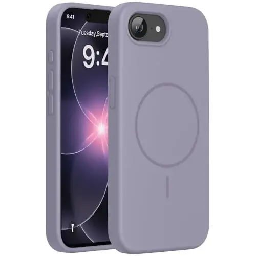 Miracase Magnetic for iPhone 17e Case & iPhone 16e Case, [Soft Anti-Scratch Microfiber Lining], Compatible with MagSafe, Silicone Shockproof Protection Phone Case for iPhone 17e/16e, Lavender Gray - 1