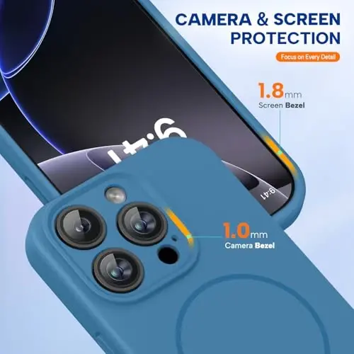 Miracase MagSep iPhone 16 Pro Max Kılıf, [Yumuşak Çizilmez Mikrofiber Astar], MagSafe Uyumlu, Sıvı Silikon Kılıf Darbeye Dayanıklı Düşme Korumalı Telefon Kılıfı, 16 ProMax için, Capri Mavisi 