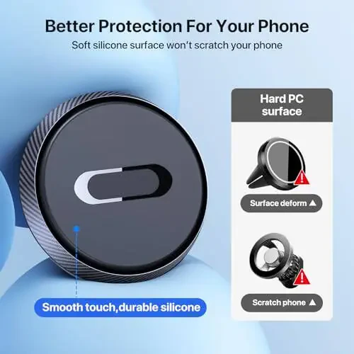 Miracase Magnetic Phone Holder for Car, [Never Blocking] Hands Free Universal Car Phone Holder, Strong Magnets Phone Mount, Vent Clip Cell Phone Mount for iPhone and All Smartphone - 2
