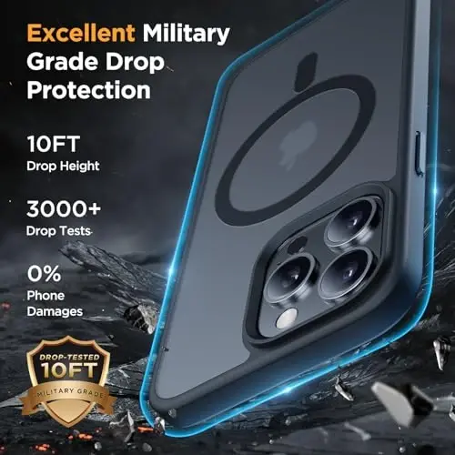 miracase Magnetic for iPhone 12/12 Pro Case (Compatible with MagSafe) Military-Grade Protection, Shockproof, Anti-Fingerprint Translucent Matte Phone Cover for iPhone 12/12 Pro Case 6.1 inch, Black - 3