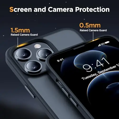 miracase Magnetic for iPhone 12/12 Pro Case (Compatible with MagSafe) Military-Grade Protection, Shockproof, Anti-Fingerprint Translucent Matte Phone Cover for iPhone 12/12 Pro Case 6.1 inch, Black - 4