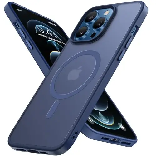 miracase Magnetic for iPhone 12/12 Pro Case (Compatible with MagSafe) Military-Grade Protection, Anti-Fingerprint Translucent Matte Phone Cover for iPhone 12/12 Pro Case 6.1 inch, Dark Blue 