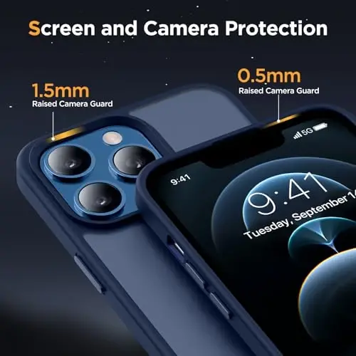 miracase Magnetic for iPhone 12/12 Pro Case (Compatible with MagSafe) Military-Grade Protection, Anti-Fingerprint Translucent Matte Phone Cover for iPhone 12/12 Pro Case 6.1 inch, Dark Blue - 4