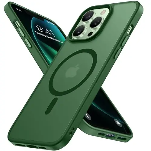 miracase Magnetic for iPhone 12/12 Pro Case (Compatible with MagSafe) Military-Grade Protection, Anti-Fingerprint Translucent Matte Phone Cover for iPhone 12/12 Pro Case 6.1 inch, Dark Green 