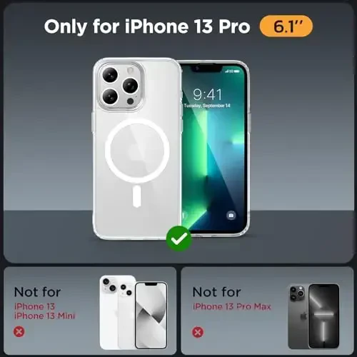 Miracase Magnetic for iPhone 13 Pro Case 6.1 inch (Compatible with MagSafe)（with 2X Screen Protectors） Military-Grade Protection, Anti-Fingerprint Translucent Matte Phone Case Cover, Clear - MIRACASE (1)