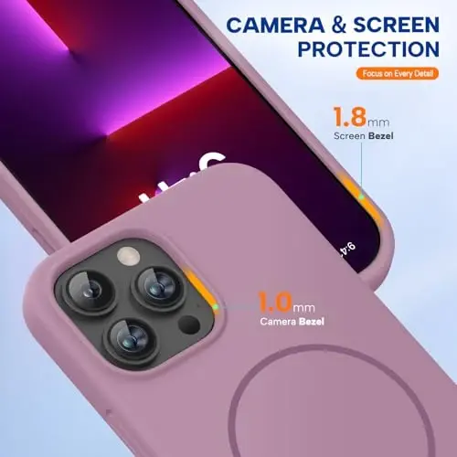 Miracase Magnetic for iPhone 13 Pro Case, [Soft Anti-Scratch Microfiber Lining], Compatible with MagSafe, Liquid Silicone Shockproof Drop Protection Phone Case for 13 Pro, Blackcurrant - 4