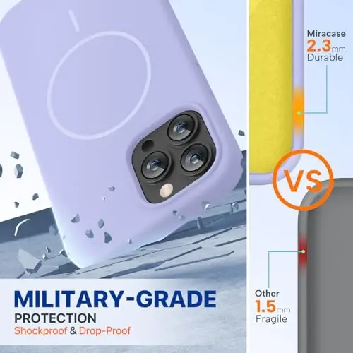 Miracase Magnetic for iPhone 13 Pro Case, [Soft Anti-Scratch Microfiber Lining], Compatible with MagSafe, Liquid Silicone Shockproof Drop Protection Phone Case for 13 Pro, Light Purple - 2