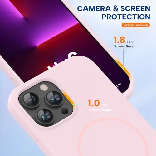 Miracase Magnetic for iPhone 13 Pro Case, [Soft Anti-Scratch Microfiber Lining], Compatible with MagSafe, Liquid Silicone Shockproof Drop Protection Phone Case for 13 Pro, Sand Pink - 4