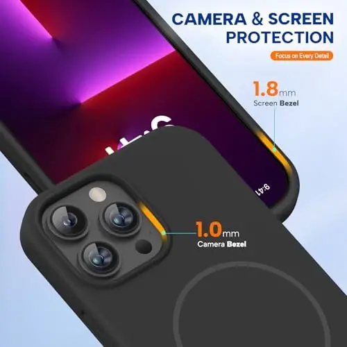 Miracase Magnetic for iPhone 13 Pro Case, [Soft Anti-Scratch Microfiber Lining], Compatible with MagSafe, Liquid Silicone Shockproof Drop Protection Phone Case for 13 Pro, Black - 4