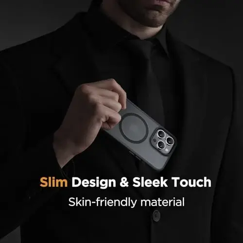 Miracase Magnetic for iPhone 13 Pro Max Case 6.7 inch (Compatible with MagSafe)（with 2X Screen Protectors） Military-Grade Protection, Anti-Fingerprint Translucent Matte Phone Case Cover, Black - 7