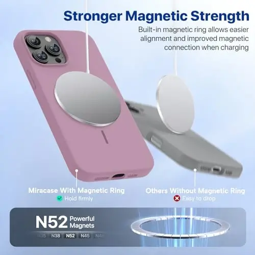 Miracase Magnetic for iPhone 13 Pro Max Case, [Soft Anti-Scratch Microfiber Lining], Compatible with MagSafe, Liquid Silicone Shockproof Drop Protection Phone Case for 13 Pro Max, Blackcurrant - 4