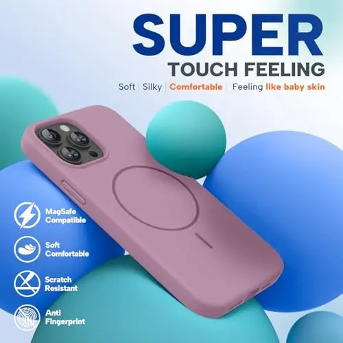Miracase Magnetic for iPhone 13 Pro Max Case, [Soft Anti-Scratch Microfiber Lining], Compatible with MagSafe, Liquid Silicone Shockproof Drop Protection Phone Case for 13 Pro Max, Blackcurrant - 5