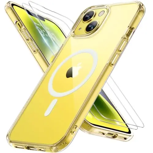 Miracase Magnetic for iPhone 14 Case 6.1 inch (Compatible with MagSafe)（with 2X Screen Protectors） Military-Grade Protection, Anti-Fingerprint Translucent Matte Phone Case Cover, Clear - 1