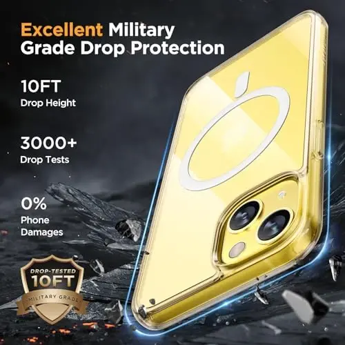 Miracase Magnetic for iPhone 14 Case 6.1 inch (Compatible with MagSafe)（with 2X Screen Protectors） Military-Grade Protection, Anti-Fingerprint Translucent Matte Phone Case Cover, Clear - 5