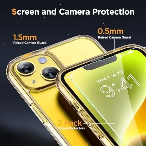 Miracase Magnetic for iPhone 14 Case 6.1 inch (Compatible with MagSafe)（with 2X Screen Protectors） Military-Grade Protection, Anti-Fingerprint Translucent Matte Phone Case Cover, Clear - 6