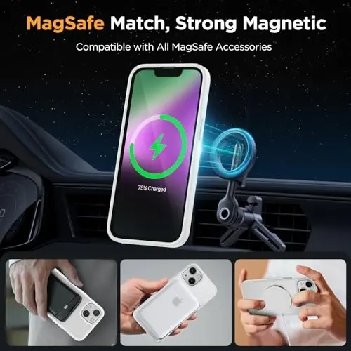 Miracase Magnetic for iPhone 14 Case 6.1 inch (Compatible with MagSafe)（with 2X Screen Protectors） Military-Grade Protection, Anti-Fingerprint Translucent Matte Phone Case Cover, White - 3