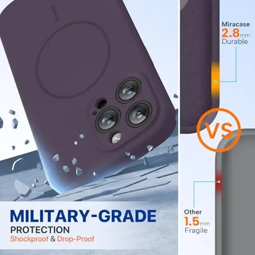 miracase Magnetic for iPhone 14 Pro Max Case, [Soft Anti-Scratch Microfiber Lining], Compatible with MagSafe, Silicone Shockproof Protection Phone Case for iPhone 14 Pro Max,Dark Purple - 3