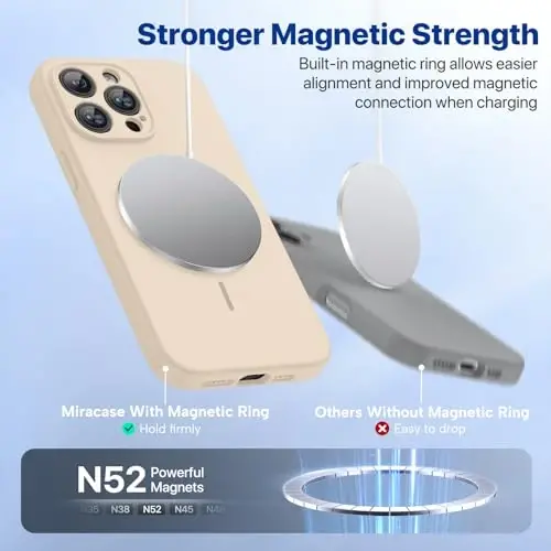 miracase Magnetic for iPhone 14 Pro Max Case, [Soft Anti-Scratch Microfiber Lining], Compatible with MagSafe, Silicone Shockproof Protection Phone Case for iPhone 14 Pro Max,Sand - 5