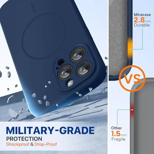 miracase Magnetic for iPhone 14 Pro Max Case, [Soft Anti-Scratch Microfiber Lining], Compatible with MagSafe, Silicone Shockproof Protection Phone Case for iPhone 14 Pro Max,Dark Blue - 3