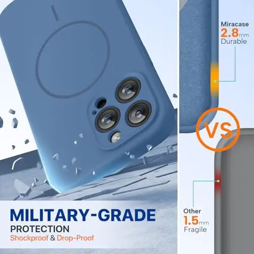 Miracase Magnetic for iPhone 14 Pro Max Case, [Soft Anti-Scratch Microfiber Lining], Compatible with MagSafe, Silicone Shockproof Protection Phone Case for iPhone 14 Pro Max,Glass Blue - 3