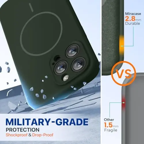 miracase Magnetic for iPhone 14 Pro Max Case, [Soft Anti-Scratch Microfiber Lining], Compatible with MagSafe, Silicone Shockproof Protection Phone Case for iPhone 14 Pro Max,Dark Green - 3