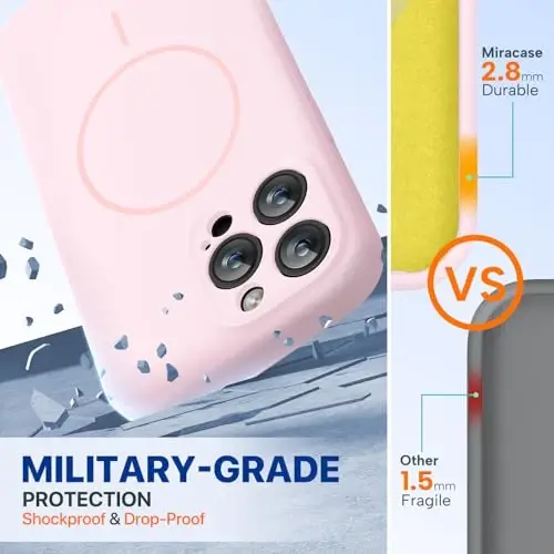 Miracase Magnetic for iPhone 14 Pro Max Case, [Soft Anti-Scratch Microfiber Lining], Compatible with MagSafe, Silicone Shockproof Protection Phone Case for iPhone 14 Pro Max,Sand Pink - 4