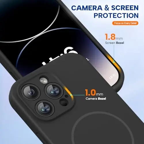 miracase Magnetic for iPhone 14 Pro Max Case, [Soft Anti-Scratch Microfiber Lining], Compatible with MagSafe, Silicone Shockproof Protection Phone Case for iPhone 14 Pro Max,Black - 6