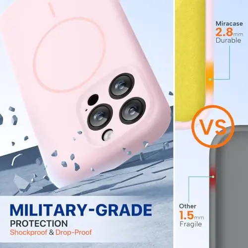 Miracase Magnetic for iPhone 15 Pro Max Case, [Soft Anti-Scratch Microfiber Lining], Compatible with MagSafe, Liquid Silicone Case Shockproof Drop Protection Phone Case for 15 ProMax, Sand Pink - 3
