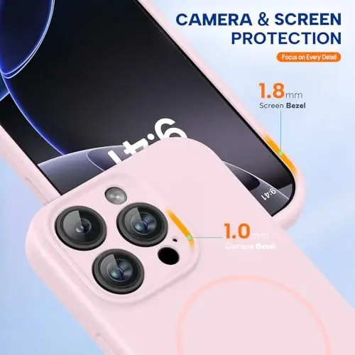 Miracase Magnetic for iPhone 16 Pro Case, [Soft Anti-Scratch Microfiber Lining], Compatible with MagSafe, Liquid Silicone Case Shockproof Drop Protection Phone Case for 16 Pro,Sand Pink 