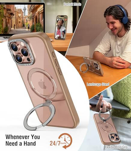 Miracase 2024 Magnetic for iPhone 16 Pro Max Case with Stand 6.9'' [Compatible with MagSafe] Shockproof Phone Case for iPhone 16 Pro Max with Flexible & Reliable Built-in Kickstand, Desert Brown - 2