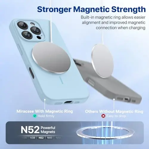 Miracase Manyetik iPhone 16 Pro Max Kılıfı, [Yumuşak Çizilmez Mikrofiber Astar], MagSafe ile Uyumlu, Sıvı Silikon Kılıf Darbeye Dayanıklı Düşme Korumalı Telefon Kılıfı, 16 ProMax, Karanfil Moru 