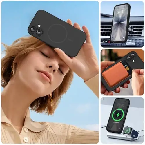 Miracase Manyetik iPhone 17 Kılıf, MagSafe ile Uyumlu, Entegre Silikon Kamera Kontrol Kapağı, 17 için Darbeye Dayanıklı Düşme Korumalı Telefon Kılıfı, Siyah 