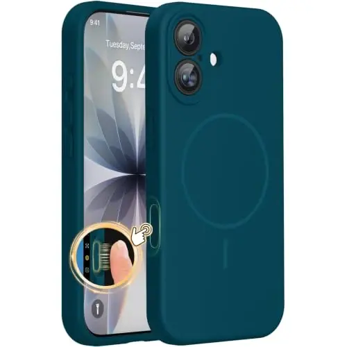 Miracase Magnetic for iPhone 17 Case, Compatible with MagSafe, Integrated Silicone Camera Control Cover, 3.0mm Thicken Shockproof Drop Protection Phone Case for 17,Teal 