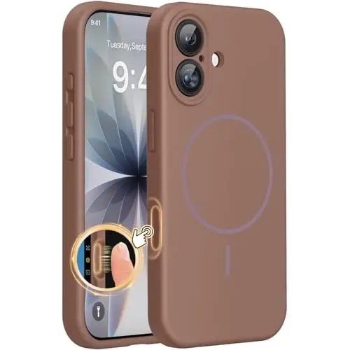Miracase Magnetic for iPhone 17 Case, Compatible with MagSafe, Integrated Silicone Camera Control Cover, 3.0mm Thicken Shockproof Drop Protection Phone Case for 17,Chocolate - 3