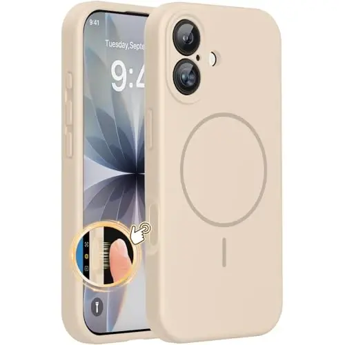 Miracase Magnetic for iPhone 17 Case, Compatible with MagSafe, Integrated Silicone Camera Control Cover, 3.0mm Thicken Shockproof Drop Protection Phone Case for 17,Sand - 1