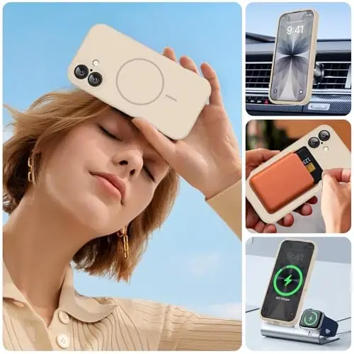 Miracase Manyetik iPhone 17 Kılıfı, MagSafe Uyumlu, Entegre Silikon Kamera Kontrol Kapağı, 3.0mm Kalınlığında Darbeye Dayanıklı Düşme Korumalı Telefon Kılıfı 17 için, Kum 