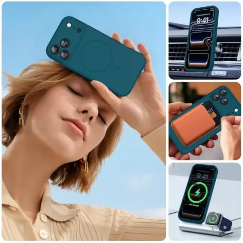 miracase Magnetic for iPhone 17 Pro Case, Compatible with MagSafe, Integrated Silicone Camera Control Cover, 3.0mm Thicken Shockproof Drop Protection Phone Case for 17 Pro,Teal - 6