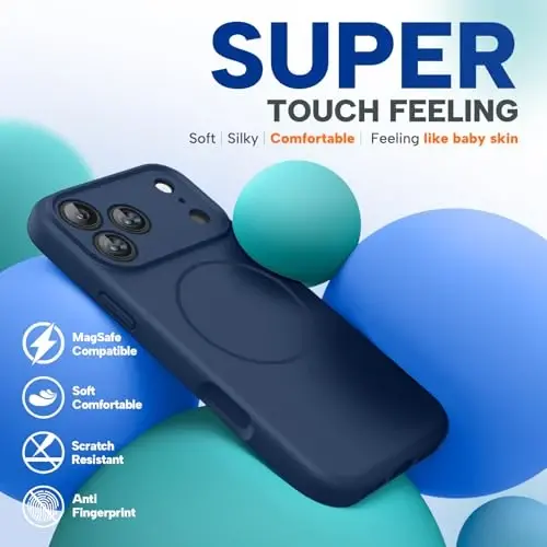 Miracase Magnetic for iPhone 17 Pro Case, Compatible with MagSafe, Integrated Silicone Camera Control Cover, 3.0mm Thicken Shockproof Drop Protection Phone Case for 17 Pro,Dark Blue 