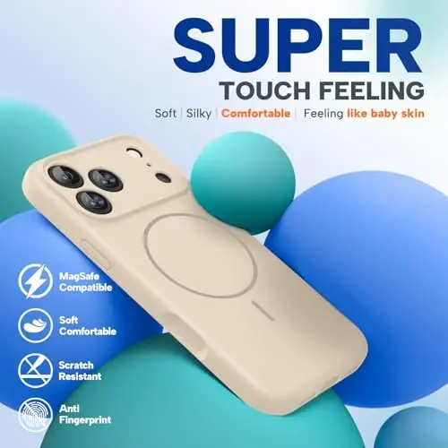Miracase Manyetik iPhone 17 Pro Kılıfı, MagSafe Uyumlu, Entegre Silikon Kamera Kontrol Kapağı, 3.0mm Kalınlığında Darbeye Dayanıklı Düşme Korumalı Telefon Kılıfı 17 Pro için, Kum 